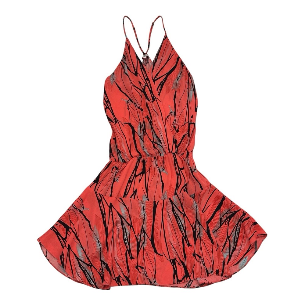 Karina Grimaldi Dress Womens XS Ollie Mini Swing Orange‎ Black Racer Back Skater